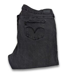 Levi's 20W Black Stretch Denim Jeans Mid Rise Tapered Leg Plus Size